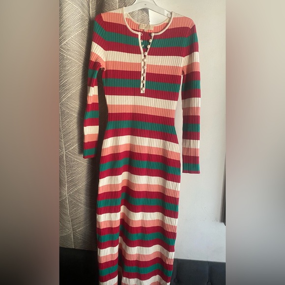 La Maille Sezane Striped Long Dress Wool Blend Multicolored Sz Small - Picture 4 of 13